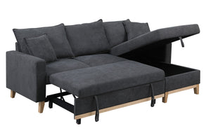 English Elm Colton Woven Fabric Sleeper Sectional with Reversible Storage Chaise for Living Rooms B061S00003