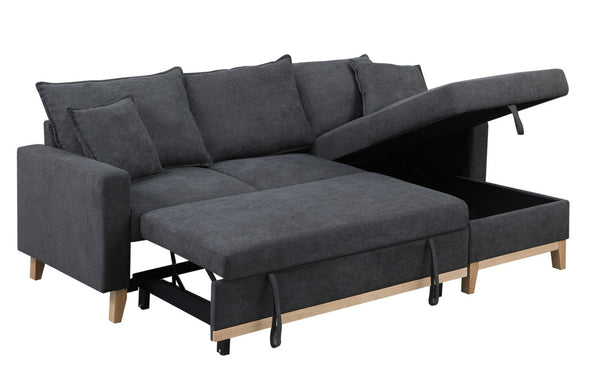 English Elm Colton Woven Fabric Sleeper Sectional with Reversible Storage Chaise for Living Rooms B061S00003