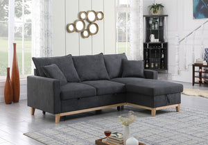 English Elm Colton Woven Fabric Sleeper Sectional with Reversible Storage Chaise for Living Rooms B061S00003