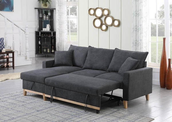 English Elm Colton Woven Fabric Sleeper Sectional with Reversible Storage Chaise for Living Rooms B061S00003