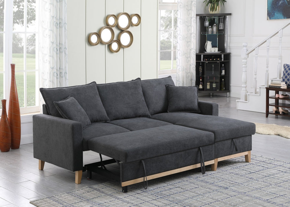 English Elm Colton Woven Fabric Sleeper Sectional with Reversible Storage Chaise for Living Rooms B061S00003