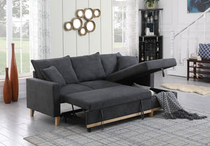 English Elm Colton Woven Fabric Sleeper Sectional with Reversible Storage Chaise for Living Rooms B061S00003