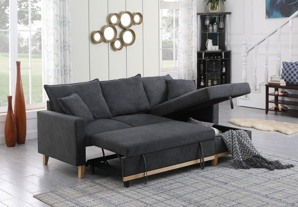 English Elm Colton Woven Fabric Sleeper Sectional with Reversible Storage Chaise for Living Rooms B061S00003