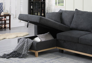 English Elm Colton Woven Fabric Sleeper Sectional with Reversible Storage Chaise for Living Rooms B061S00003