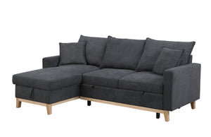 English Elm Colton Woven Fabric Sleeper Sectional with Reversible Storage Chaise for Living Rooms B061S00003