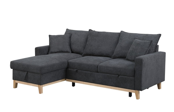 English Elm Colton Woven Fabric Sleeper Sectional with Reversible Storage Chaise for Living Rooms B061S00003