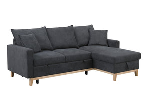English Elm Colton Woven Fabric Sleeper Sectional with Reversible Storage Chaise for Living Rooms B061S00003