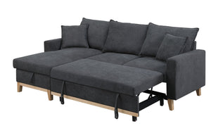 English Elm Colton Woven Fabric Sleeper Sectional with Reversible Storage Chaise for Living Rooms B061S00003