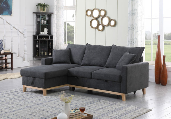 English Elm Colton Woven Fabric Sleeper Sectional with Reversible Storage Chaise for Living Rooms B061S00003