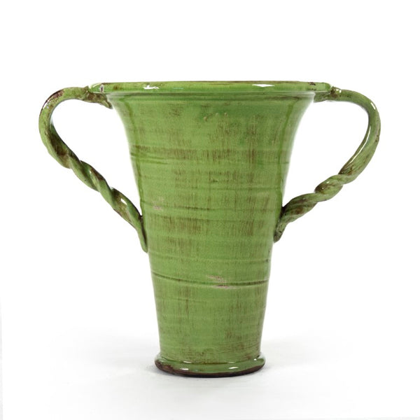 Zentique Distressed Green Vase with Aged Glaze and Organic Silhouette—Handcrafted Ceramic Accent for Home Decor W18 x H15 x D12.5 8134 Green