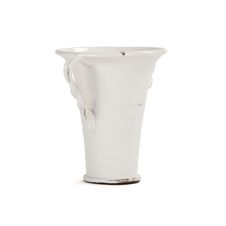Zentique White Pottery Handcrafted Ceramic Accent Vase W18 x H15 x D12.5 | Classic White Glaze for Modern & Traditional Spaces 8134 White