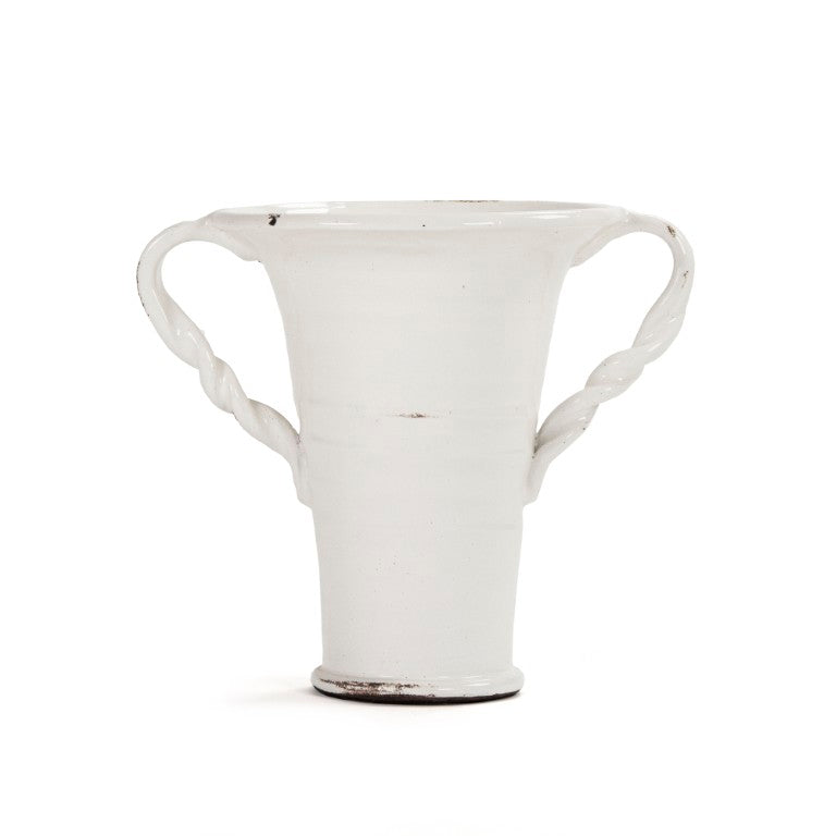 Zentique White Pottery Handcrafted Ceramic Accent Vase W18 x H15 x D12.5 | Classic White Glaze for Modern & Traditional Spaces 8134 White