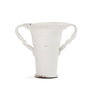 Zentique White Pottery Handcrafted Ceramic Accent Vase W18 x H15 x D12.5 | Classic White Glaze for Modern & Traditional Spaces 8134 White