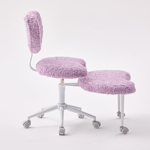 English Elm Artificial Rabbit Hair Cross Legged Desk Chair with Lumbar Support and Swivel Footrest Violet W1143P403572