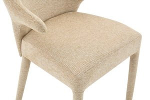 English Elm Modern Chenille Linen Accent Chair Sculptural Hollow Back Swivel Seat for Dining Vanity Khaki W3493P456190