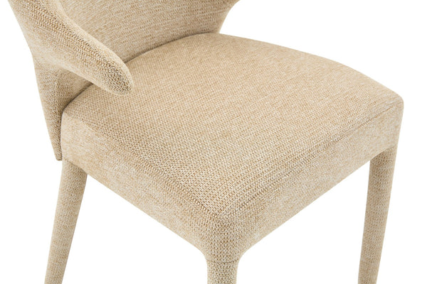 English Elm Modern Chenille Linen Accent Chair Sculptural Hollow Back Swivel Seat for Dining Vanity Khaki W3493P456190
