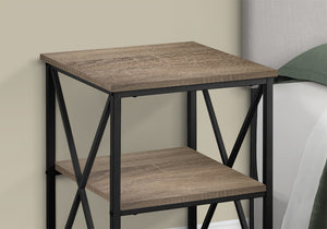 English Elm Accent 3-Tier Side Table with X-Frame Metal Base, Space-Saving End Table with Shelves for Living Room taupe 27 L x 20 W x 5 H B2710P219352