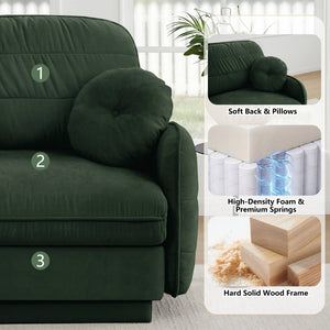 English Elm Chenille Cloud Modular Loveseat with Deep Foam Cushions Quilted Back and Ottoman Green W714S01766