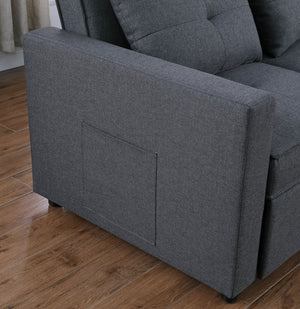 English Elm Zoey Linen Convertible Sleeper Chair with Side Pocket for Guest Rooms and Studios B061S00006