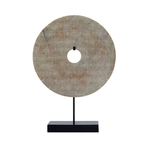 Lilys White Labyrinth Carving Jade Statue With Base 8135