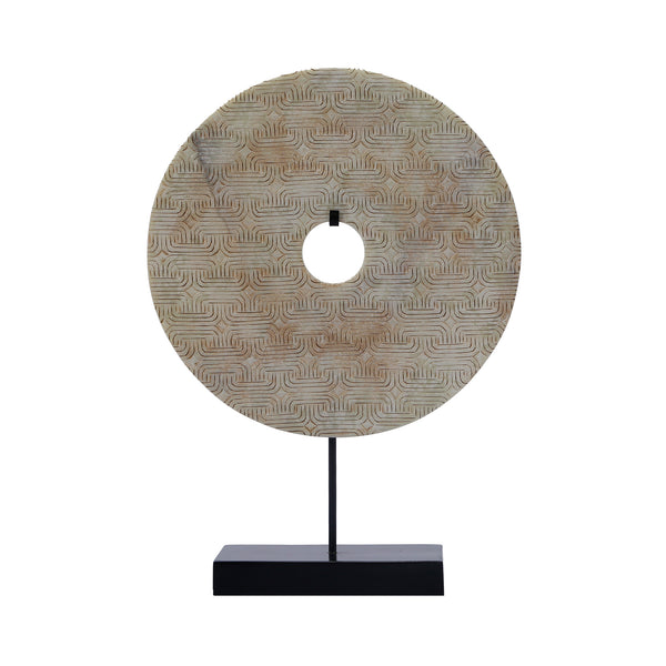 Lilys White Labyrinth Carving Jade Statue With Base 8135