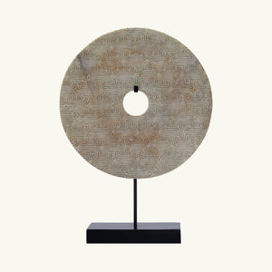 Lilys White Labyrinth Carving Jade Statue With Base 8135