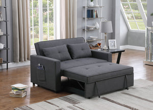 English Elm Zoey Linen Sleeper Loveseat with Side Pocket Converts for Studio or Guest Space B061S00005