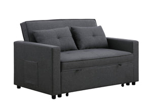 English Elm Zoey Linen Sleeper Loveseat with Side Pocket Converts for Studio or Guest Space B061S00005