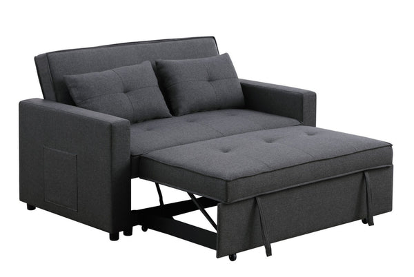 English Elm Zoey Linen Sleeper Loveseat with Side Pocket Converts for Studio or Guest Space B061S00005