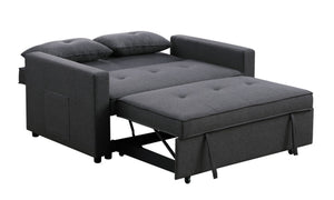 English Elm Zoey Linen Sleeper Loveseat with Side Pocket Converts for Studio or Guest Space B061S00005
