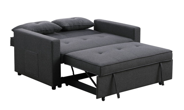 English Elm Zoey Linen Sleeper Loveseat with Side Pocket Converts for Studio or Guest Space B061S00005