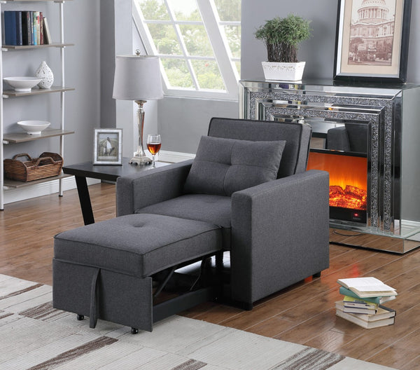 English Elm Zoey Linen Convertible Sleeper Chair with Side Pocket for Guest Rooms and Studios B061S00006