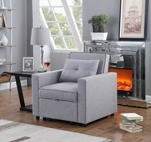 English Elm Zoey Linen Convertible Sleeper Chair with Side Pocket for Guest Rooms and Studios B061S00094