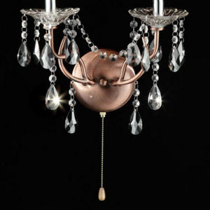 English Elm 17" Elegant Rosie Wall Sconce in Silvery Pink with Crystal Accents, Steel Body, Dual Candle Bulb Holders B072116029