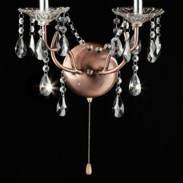 English Elm 17" Elegant Rosie Wall Sconce in Silvery Pink with Crystal Accents, Steel Body, Dual Candle Bulb Holders B072116029
