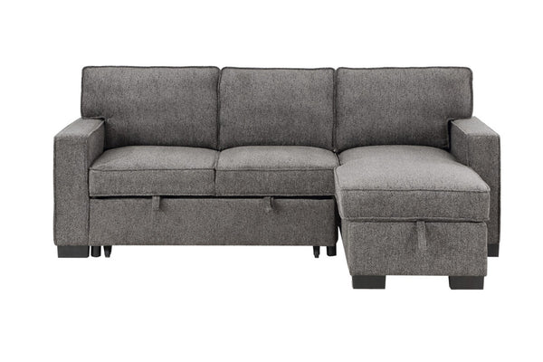 English Elm Estelle Sleeper Sectional with Storage Chaise Usb Charging and Drop Down Table Dark Gray B061S00007