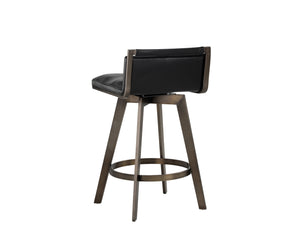 Sunpan Arizona Swivel Barstool - Stylish Art Deco Design with Antique Brass Finish and 360-Degree Comfort Castillo Black