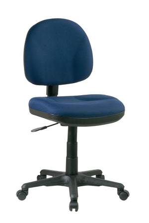 OSP Home Furnishings Sculptured Armless Ergonomic Task Chair with Lumbar Support for Home or Office Use Icon Navy 8120-225