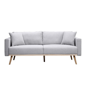 English Elm Easton Linen Fabric Sofa with Usb Ports Wood Legs and Storage for Living Room B06178330
