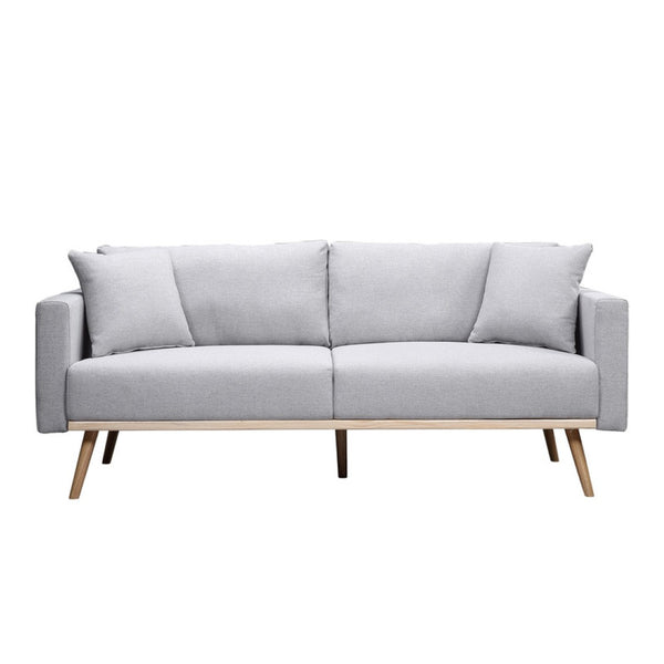 English Elm Easton Linen Fabric Sofa with Usb Ports Wood Legs and Storage for Living Room B06178330