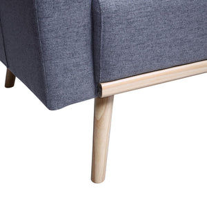 English Elm Easton Linen Loveseat with Usb Port Side Pockets Throw Pillows and Wood Trim B06178092