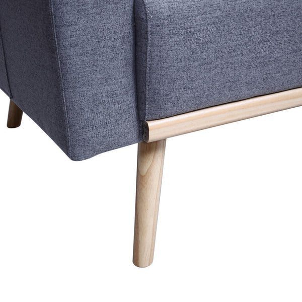 English Elm Easton Linen Loveseat with Usb Port Side Pockets Throw Pillows and Wood Trim B06178092