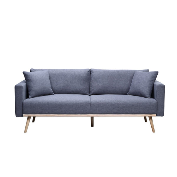 English Elm Easton Gray Linen Sofa and Loveseat Set with Usb Ports Wood Trim Living Room B061S00109