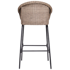 English Elm Christopher Knight Home® - Ladd Outdoor Metal Wicker Barstool Set of 2 — 29.5" Bar Height, Woven PE Rattan, Sturdy 400 lb Capacity Black,Light Brown N775P277558B