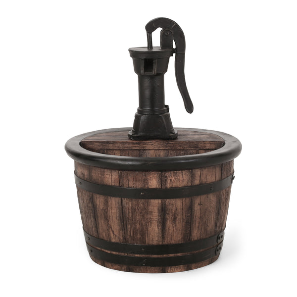 English Elm Christopher Knight Home® - 26.5" Handcrafted Weather-Resistant Wood Finish Floor Fountain with Waterfall Effect & LED Light 71775.00BRN