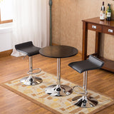 English Elm Baxton Black Adjustable Height Wood and Chrome Metal Bar Table and 2 Black Chrome Air Lift Adjustable Swivel Stools Set