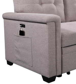 English Elm Nathan Reversible Sleeper Sectional with Storage Chaise Usb Ports Tufted Seats B061S00079