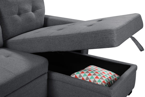 English Elm Ashlyn Tufted Sleeper Sectional with Reversible Chaise Storage and Usb Charging Ports B061S00016