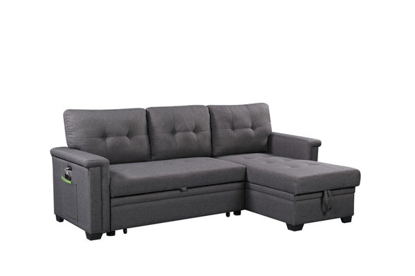 English Elm Ashlyn Tufted Sleeper Sectional with Reversible Chaise Storage and Usb Charging Ports B061S00016