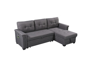 English Elm Nathan Sleeper Sectional with Storage Chaise Tufted Seating and Usb Ports for Living Room B061S00080